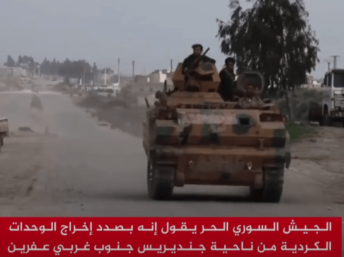 الجيش الحر يقول إنه بصدد إخراج الوحدات الكردية من ناحية جديريس جنوب غربي عفرين....