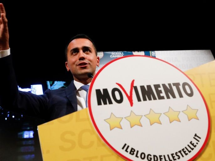 5-Star Movement leader Luigi Di Maio speaks during an electoral rally in Caserta, Italy February 23, 2018. REUTERS/Ciro De Luca