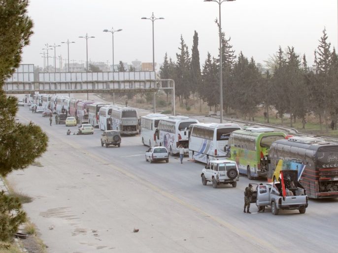 تهجير المقاتلين والمدنيين من حرستا في الغوطة الشرقية (الأوروبية)
