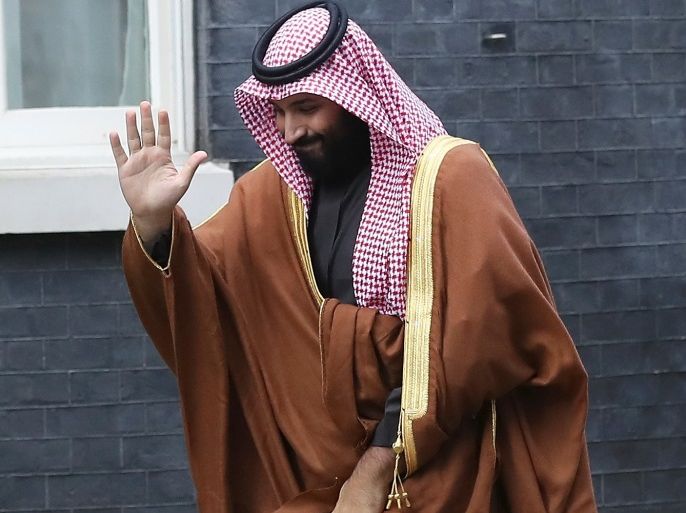 Crown Prince of Saudi Arabia Mohammad bin Salman arrives to meet Britain's Prime Minister Theresa May in Downing Street in London, March 7, 2018. REUTERS/Simon Dawson