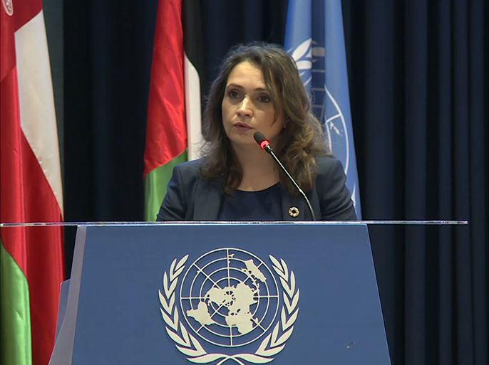 ميساء يوسف مسؤولة التنمية المستدامة في لجنة الأمم المتحدة الاقتصادية والاجتماعية لغرب آسيا (الإسكوا) خلال مؤتمر في بيروت