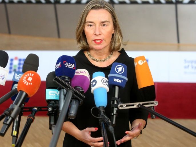 European Union foreign policy chief Federica Mogherini arrives at an international conference on the future of Syria and the region, in Brussels, Belgium, April 25, 2018. REUTERS/Francois Walschaerts
