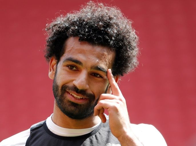Soccer Football - Champions League - Liverpool Training - Anfield, Liverpool, Britain - May 21, 2018 Liverpool's Mohamed Salah during training Action Images via Reuters/Carl Recine