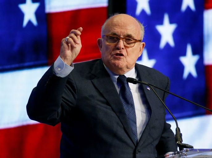 Former New York Mayor Rudy Giuliani speaks at the 2018 Iran Freedom Convention in Washington, U.S., May 5, 2018. REUTERS/Joshua Roberts