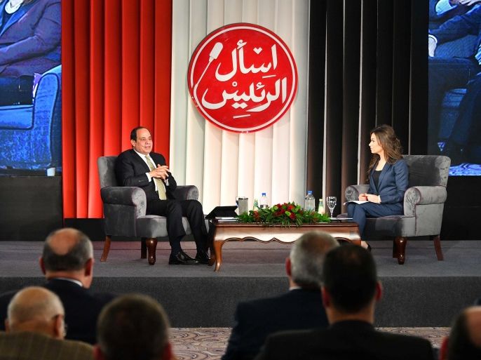 Egyptian President Abdel Fattah Al Sisi attends a questions session at the