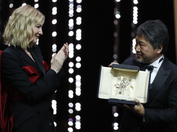71st Cannes Film Festival - Closing ceremony - Cannes, France May 19, 2018. Director Hirokazu Kore-eda Palme d'Or award winner for his film