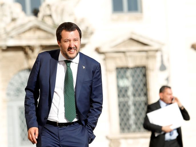 Italy's Interior Minister Matteo Salvini arrives for gala dinner at the Quirinal palace in Rome, Italy, June 1, 2018. REUTERS/Remo Casilli