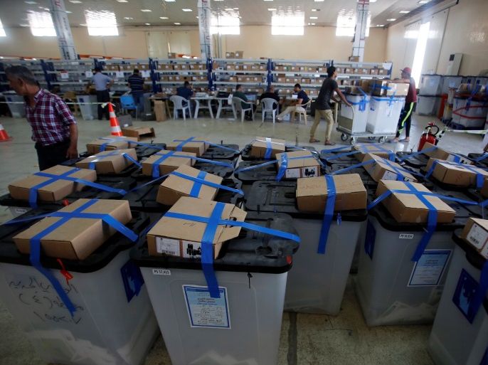 Ballot boxes are seen at a warehouse in Baghdad, Iraq May 18, 2018. REUTERS/Khalid al Mousily