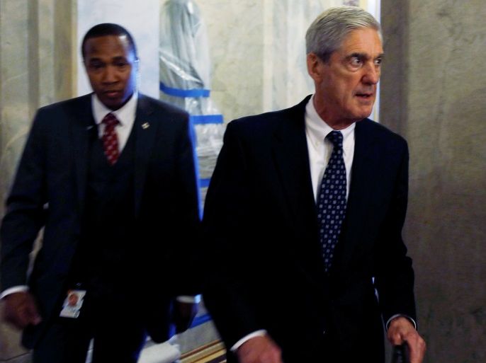 REFILE - QUALITY REPEAT Special Counsel Robert Mueller leaves the U.S. Capitol Building after meeting with members of the Senate Judiciary Committee in Washington, U.S., June 21, 2017. REUTERS/Aaron P. Bernstein