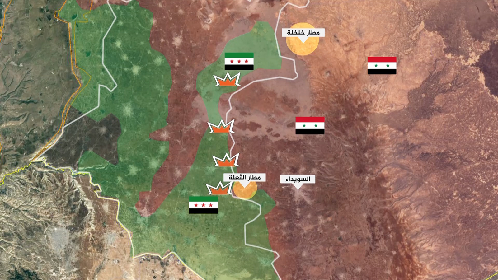 ‪خريطة توضح محاور العملية العسكرية للنظام السوري جنوب درعا‬ (الجزيرة)