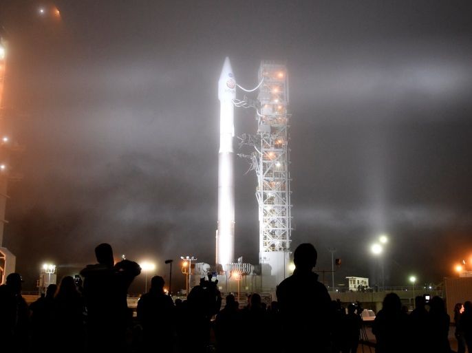 Heavy fog rolls in during tower rollback of a United Launch Alliance Atlas V rocket with InSight Mars lander onboard before lifting off from Vandenberg Air Force base in California, U.S., May 5, 2018. REUTERS/Gene Blevins
