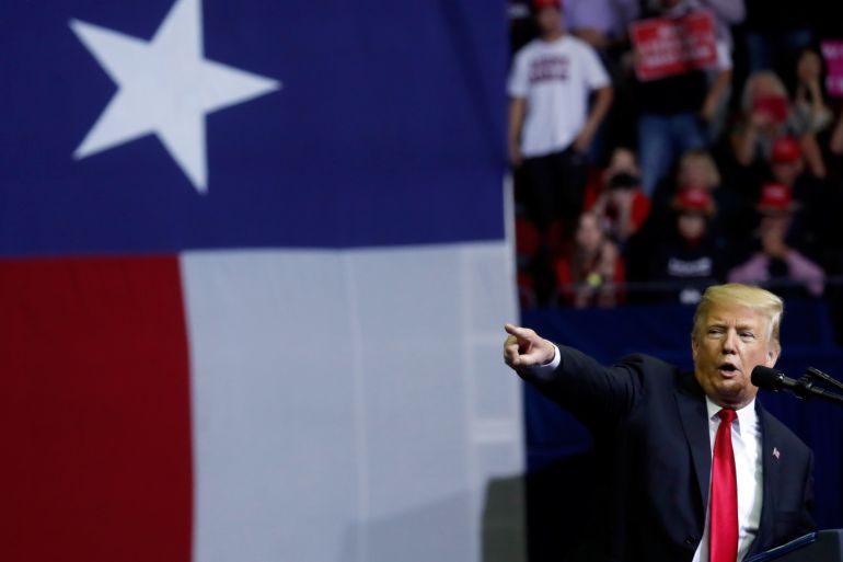 U.S. President Donald Trump speaks at a campaign rally for U.S. Senator Ted Cruz (R-TX) in Houston, Texas, U.S., October 22, 2018.  REUTERS/Leah Millis  