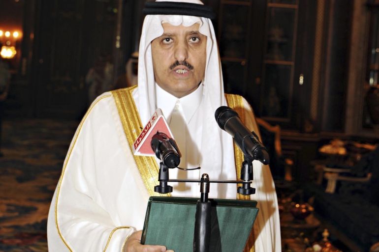 Prince Ahmed bin Abdulaziz, the newly appointed Minister of Interior, takes part in a swearing-in ceremony at the palace in Jeddah June 22, 2012. REUTERS/Saudi Press Agency/Handout (SAUDI ARABIA - Tags: POLITICS ROYALS) THIS IMAGE HAS BEEN SUPPLIED BY A THIRD PARTY. IT IS DISTRIBUTED, EXACTLY AS RECEIVED BY REUTERS, AS A SERVICE TO CLIENTS. FOR EDITORIAL USE ONLY. NOT FOR SALE FOR MARKETING OR ADVERTISING CAMPAIGNS