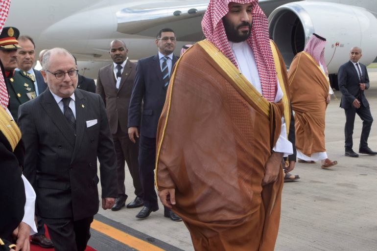 Saudi Arabia's Crown Prince Mohammed bin Salman arrives at Ministro Pistarini in Buenos Aires, Argentina, November 28, 2018. Argentine G20/Handout via REUTERS ATTENTION EDITORS - THIS IMAGE WAS PROVIDED BY A THIRD PARTY.