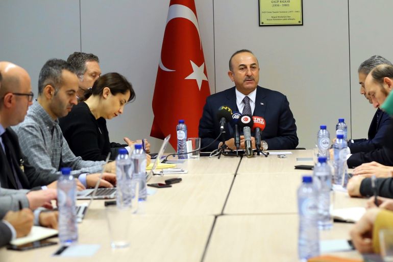NATO Foreign Ministers' meeting in Brussels- - BRUSSELS, BELGIUM - DECEMBER 05: Turkish Foreign Minister Mevlut Cavusoglu speaks during a press conference after he attended the NATO Foreign Ministers' meeting in Brussels, Belgium on December 05, 2018.