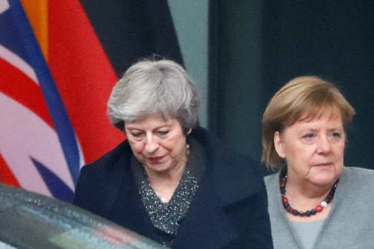 British Prime Minister Theresa May leaves after a meeting with German Chancellor Angela Merkel at the Chancellery in Berlin, Germany December 11, 2018. REUTERS/Fabrizio Bensch