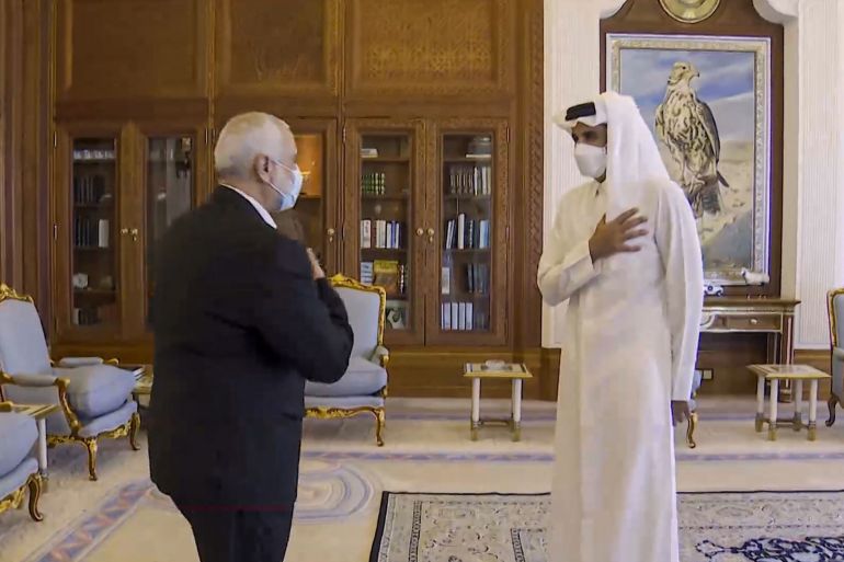 لقاء أمير قطر برئيس المكتب السياسي لحركة حماس