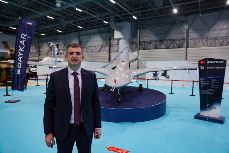 Haluk Bayraktar, CEO of Turkish drone-maker Baykar, poses after an interview with Reuters in Istanbul