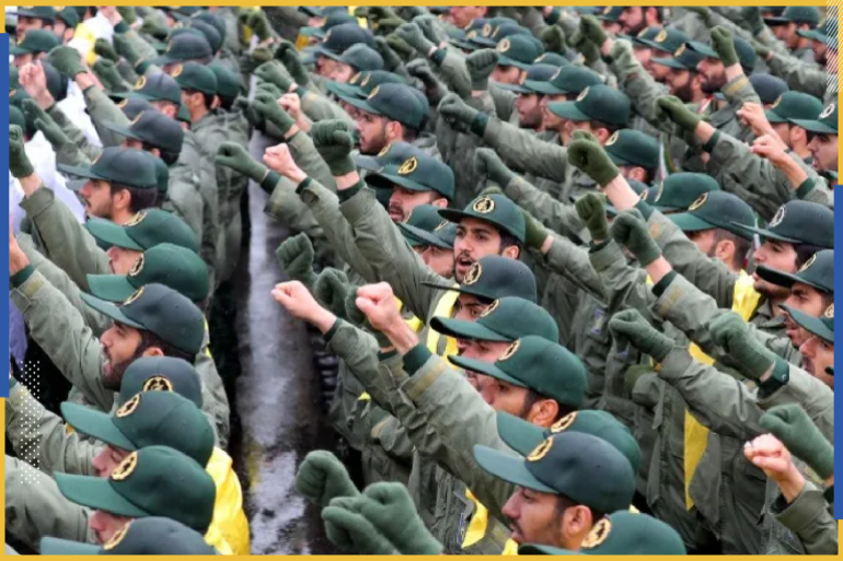 epa07367777 (FILE) - Members of Iranian revolutionary guards corps (IRGC) shout slogans during a ceremony marking the 40th anniversary of the 1979 Islamic revolution, at the Azadi (Freedom) square in Tehran, Iran, 11 February 2019 (Reissued 13 February 2019). According to IRGC official website (Sepahnews), a bombing that targeted a bus carrying members of Iran's Revolutionary Guard in the country's far southeast has killed at least 27 and injured 13. EPA-EFE/ABEDIN TAHERKENAREH