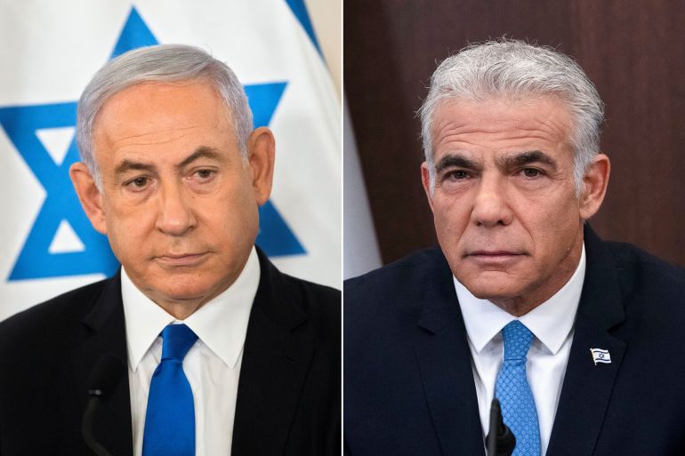 كومبو لنتنياهو ورئيس الوزراء الإسرائيلي يائير لبيد