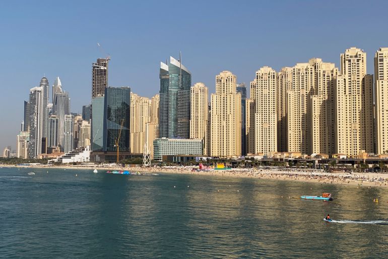 A general view of Residential Skyscrapers and a beach in Dubai, United Arab Emirates March 11, 2021. Picture taken March 11, 2021. REUTERS/Abdel Hadi Ramahi
