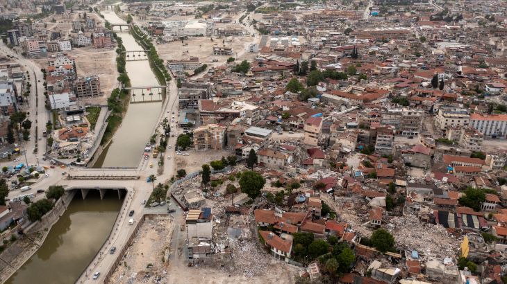 An aerial view shows Antakya's historical city center, the worst hit in an earthquake which killed more than 50,000 people in Turkey and leaving millions homeless, in Hatay province, Turkey May 5, 2023. REUTERS/Umit Bektas
