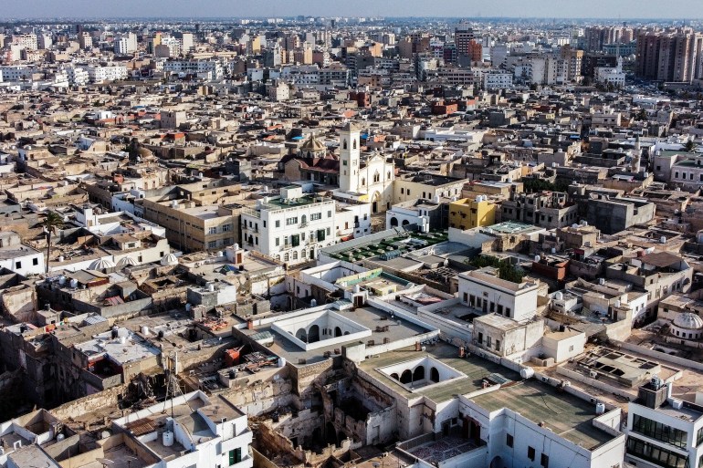 In this aerial view, the old city of Libya's capital Tripoli is pictured on June 7, 2023. (Photo by Mahmud TURKIA / AFP)