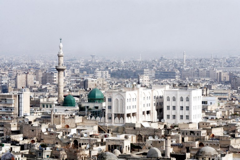 07 March 2010, Aleppo, Syria. City view of Aleppo seen before the war from the historical Aleppo Castle.
