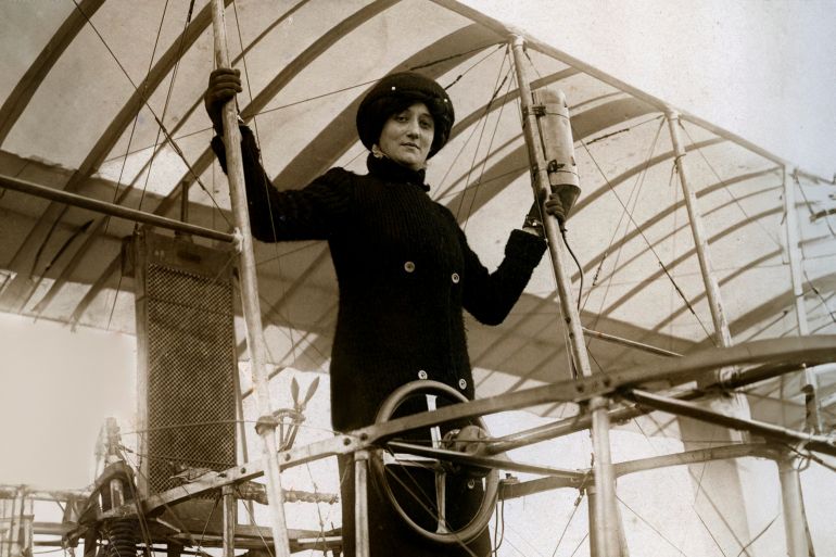 Elise Raymonde Deroche was the first woman to receive a pilot's license. Early in her career she was an actress, and was sometimes known as Baroness Raymonde de Laroche. (Photo by Chris Hellier/Corbis via Getty Images)