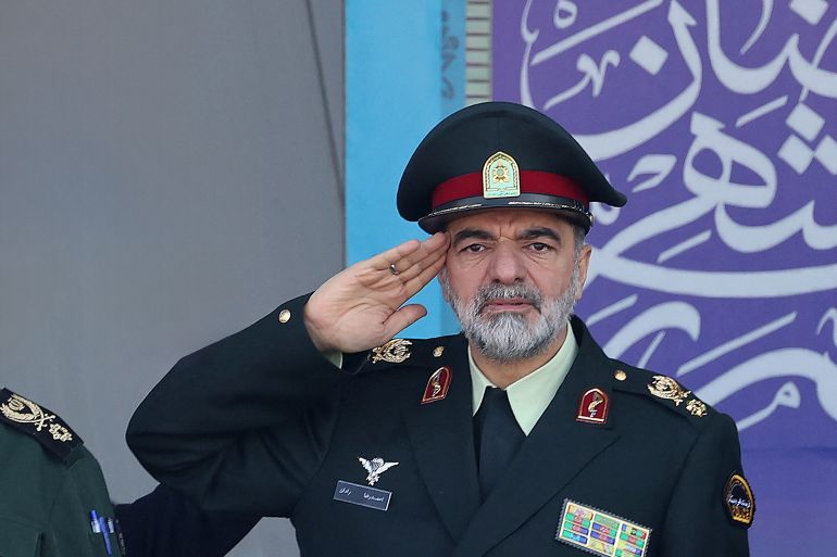 Iranian police chief General Ahmad-Reza Radan attends a military parade marking the country's annual army day in the capital Tehran on April 18, 2023. (Photo by ATTA KENARE / AFP)