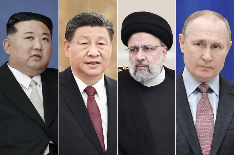كمبو لأربعة رؤساء: بوتين ورئيسي (رئيس إيران)، والرئيس الصيني ورئيس كوريا الشمالية