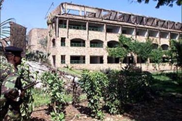 r - A Kenyan soldier walks around destroyed Paradise hotel some 25 km north of the city of Mombasa November