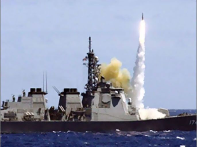 Japan's Aegis-class destroyer Kirishima launches and an anti-aircraft missile during a military drill off the coast of Hawaii on June 30, 2002. Japan may boost the number of missile-detecting destroyers deployed near North Korea from one to three amid jitters over a possible ballistic missile launch by Pyongyang, Kyodo news agency reported March 15, 2003. Picture taken June 30, 2002.