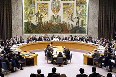مجلس الأمن الدولي أثناء انعقاد إحدى جلساته لبحث الأزمة العراقية الأميركية الأربعاء 19/3/2003