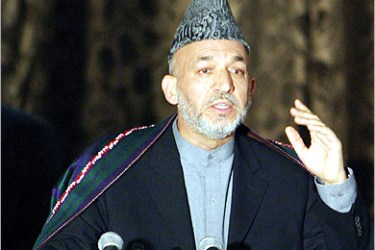 AFP - (FILES) This picture taken 04 April 2004 shows Afghan President Hamid Karzai speaking during a news conference