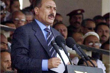 AFP - Yemeni President Ali Abdullah Saleh gives a speech during an armed forces graduation ceremony in Sanaa 26