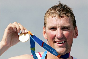 REUTERS - A file photograph shows Britain's four-time Olympic champion Matthew Pinsent who announced his retirement
