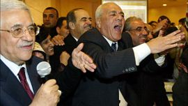 F_Palestinian presidential candidate Mahmud Abbas and the head of his campiagn Tayeb