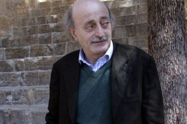 f/Druze opposition leader Walid Jumblatt is seen in the garden of his palace in the village of Mukhtara in the Shouf mountains, southeast of Beirut, 17 March 2005