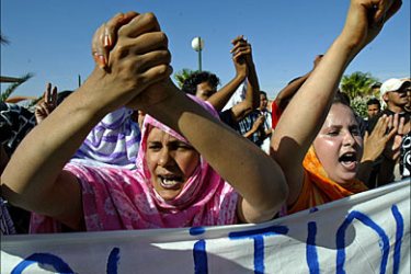 f_Demonstrators protest during a pro-independence rally in the Western Sahara's