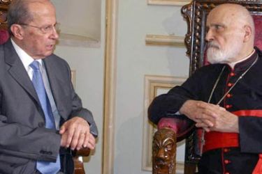 -f: Lebanese MP Michel Aoun (L) meets Maronite Patriarch Nasrallah Boutros Sfeir,