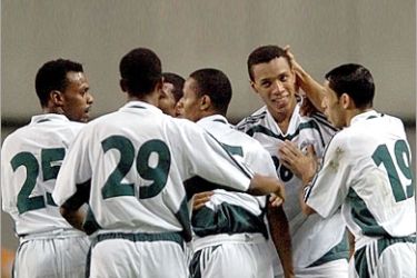 AFP - Saudi Arabia's Al Anbar Mohammed (R-2nd) celebrates with his teammates after scoring a goal against South Korea during the first half of the 2006 FIFA World Cup Group