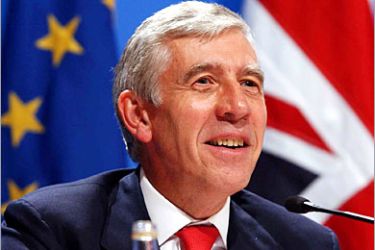 f - British Foreign Secretary Jack Straw addresses a press conference after the first day of the Informal Foreign Ministers Meeting (Gymnich) at Celtic Manor, Newport,