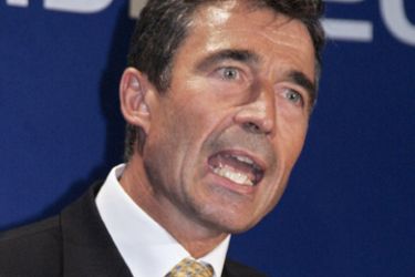 afp/Picture dated 07 September 2005 of Denmark's Prime Minister Anders Fogh Rasmussen giving a speech in Paris during a French ruling party UMP conference.