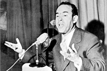 AFP / A picture taken in January 1959 shows Moroccan opposition leader, Mehdi Ben Barka giving a press conference in Casablanca. Ben Barka, an outspoken opponent of then