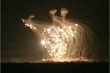 REUTERS /A file video grab shows U.S. military firing white-phosphorus munitions against insurgents in the Iraqi city of Falluja, November 9, 2004. The Pentagon on November 16, 2005