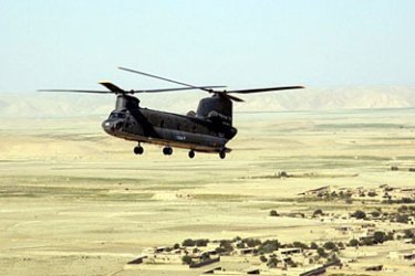 In this picture taken 31 October 2005, a Dutch Chinook helicopter of the International Security Asisstance Force (ISAF)