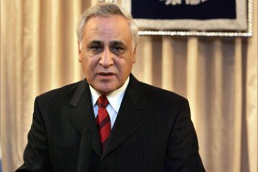 Israeli President Moshe Katsav holds a press conference after a meeting with Prime Minister Ariel Sharon in Jerusalem 21 November 2005. Katsav anounced that Sharon asked him to disolve the Knesset as it cannot function properly in its current form, a year before the natural end of the 120-member parliament's lifetime.