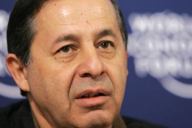 Egyptian Minister of Trade and Industry Mohamed Rachid talks during a press conference at the World Economic Forum in Davos 28 January 2006.