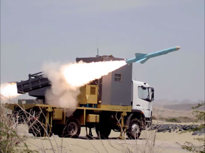 A picture shows Iran's new medium-range land-to-sea Kowsar (FL10) missile while being test-fired during maneuvers in the Gulf sea, 04 April 2006.
